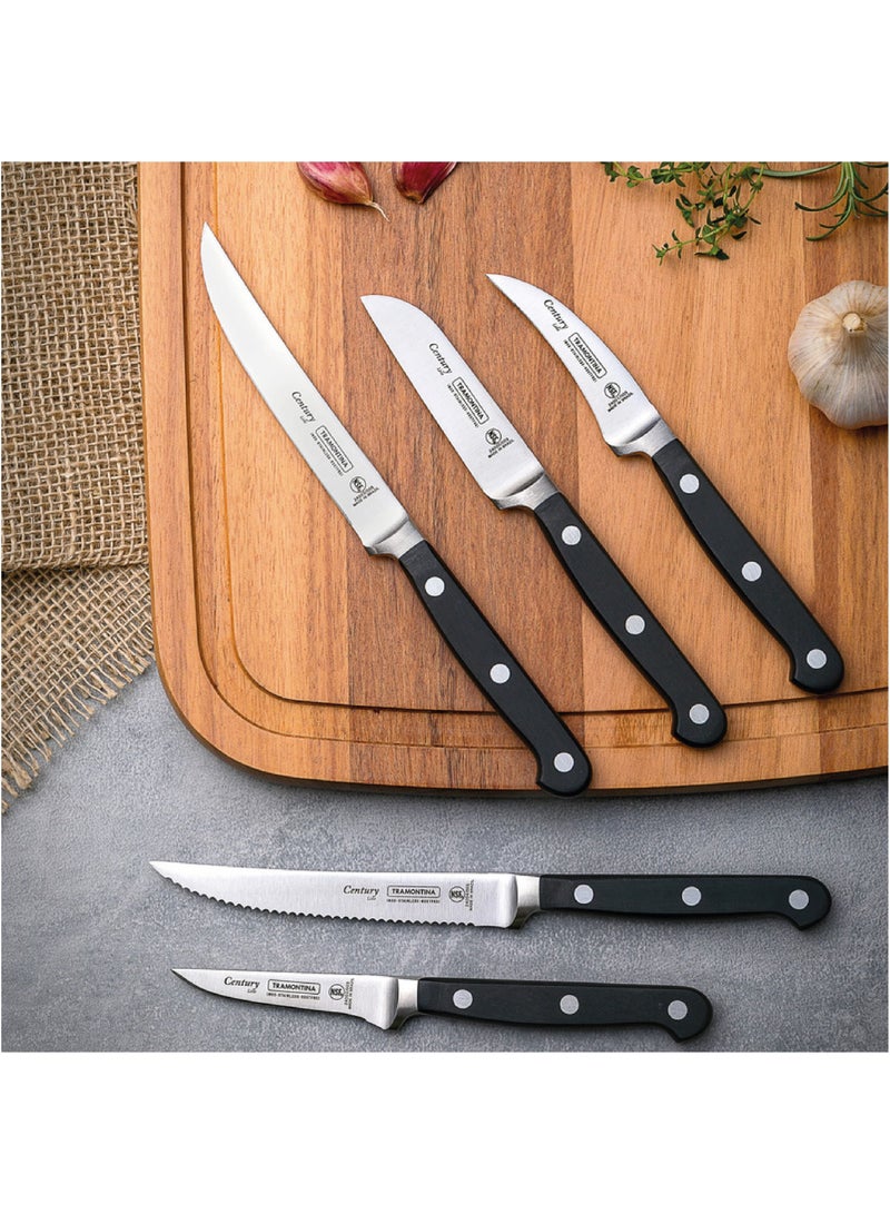 Tramontina Century 3 Inches Vegetable and Fruit Knife with Stainless Steel Blade and Black Polycarbonate Handle, Made Brazil