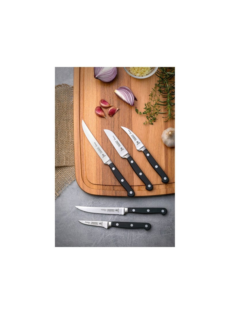 Tramontina Century 3 Inches Vegetable and Fruit Knife with Stainless Steel Blade and Black Polycarbonate Handle, Made Brazil