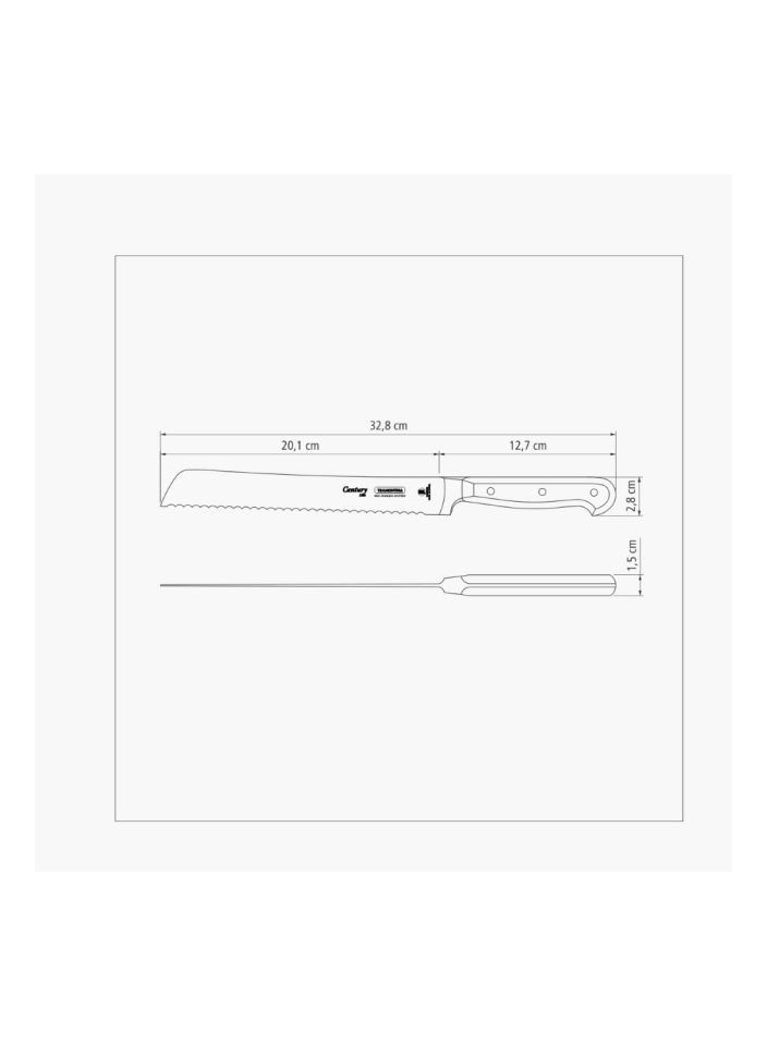 Tramontina Century 8 Inches Bread Knife with Stainless Steel Blade and Black Polycarbonate Handle, Made Brazil