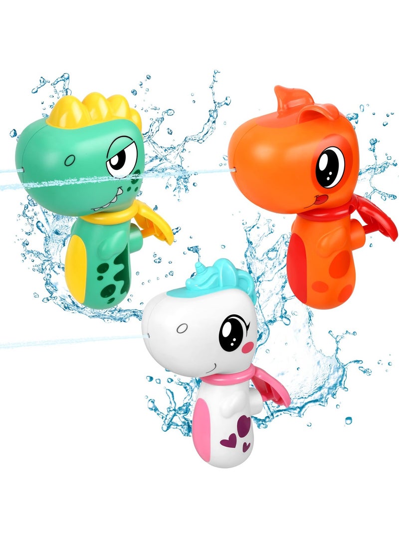 3Pcs Dinosaur Squirt Water Guns for kids Cartoon Mini Squirt Pistol Water Guns for Kids Toddlers Summer Fighting Game and Dinosaur Unicorn Toy for Pool Outside Backyard Pool Beach Party