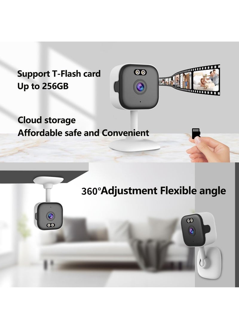 Indoor Camera, Night Vision Motion Detection 1080p Hd Security Camera, Wireless Mini Security Cam, 2k 2-Way Audio WiFi Security Camera for Pet Indoor