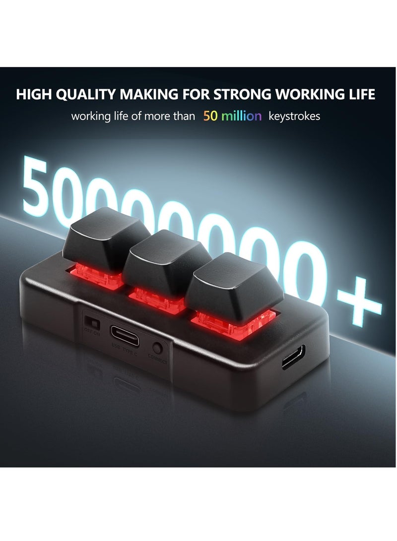 Mechanical Gaming Keyboard 3 Key Mini Keypad Customize Programmable Macro Keyboard OSU Keypad One Key Control Combo with RGB Backlit for PC Video Game Office Work Sheet Music,HID