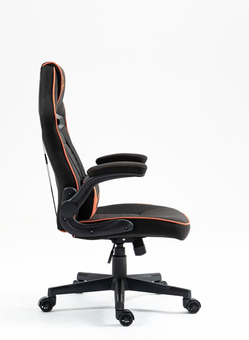 Gaming Chair with Fabric Covered Cushion and Class3 100mm Gas Lift / Breathable Fabric /Adjustable Armrest / Lumbar Pillow / Comfortable & Durable / Ergonomic Gaming Chair - Black