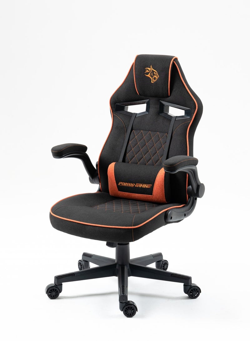Gaming Chair with Fabric Covered Cushion and Class3 100mm Gas Lift / Breathable Fabric /Adjustable Armrest / Lumbar Pillow / Comfortable & Durable / Ergonomic Gaming Chair - Black