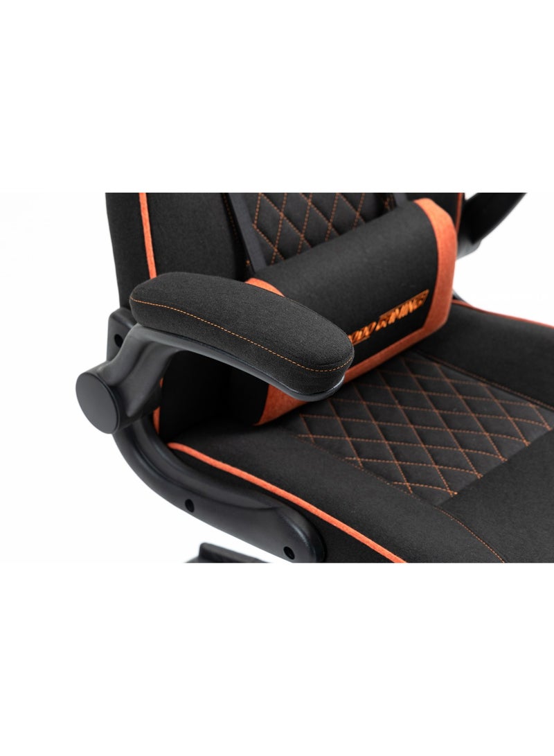 Gaming Chair with Fabric Covered Cushion and Class3 100mm Gas Lift / Breathable Fabric /Adjustable Armrest / Lumbar Pillow / Comfortable & Durable / Ergonomic Gaming Chair - Black