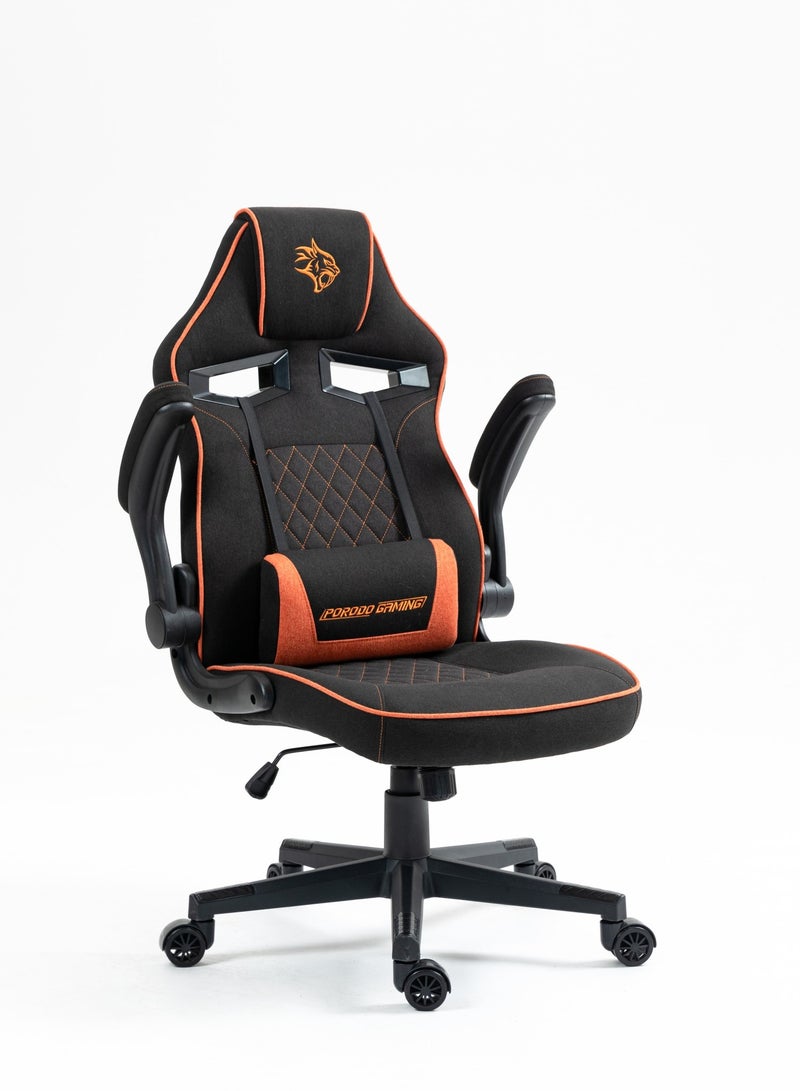 Gaming Chair with Fabric Covered Cushion and Class3 100mm Gas Lift / Breathable Fabric /Adjustable Armrest / Lumbar Pillow / Comfortable & Durable / Ergonomic Gaming Chair - Black