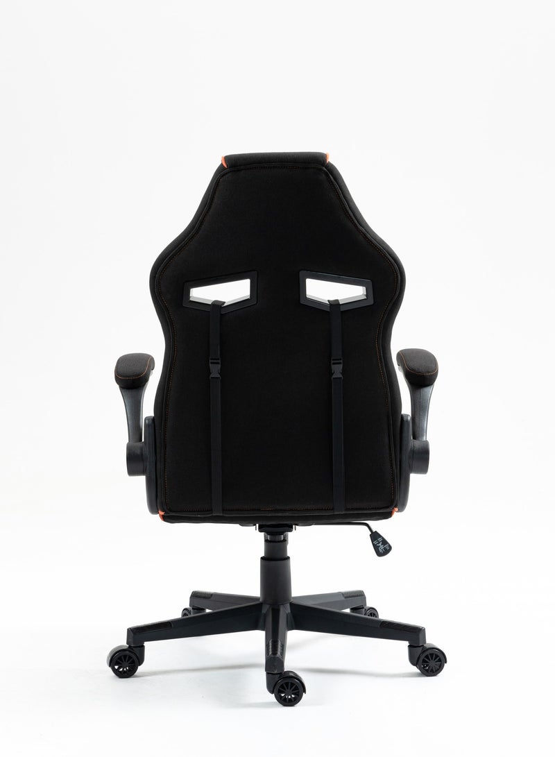 Gaming Chair with Fabric Covered Cushion and Class3 100mm Gas Lift / Breathable Fabric /Adjustable Armrest / Lumbar Pillow / Comfortable & Durable / Ergonomic Gaming Chair - Black