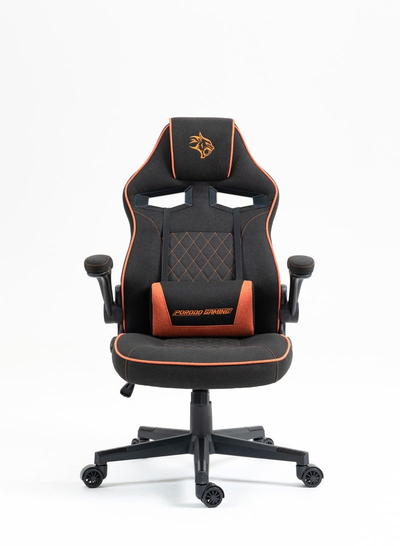 Gaming Chair with Fabric Covered Cushion and Class3 100mm Gas Lift / Breathable Fabric /Adjustable Armrest / Lumbar Pillow / Comfortable & Durable / Ergonomic Gaming Chair - Black