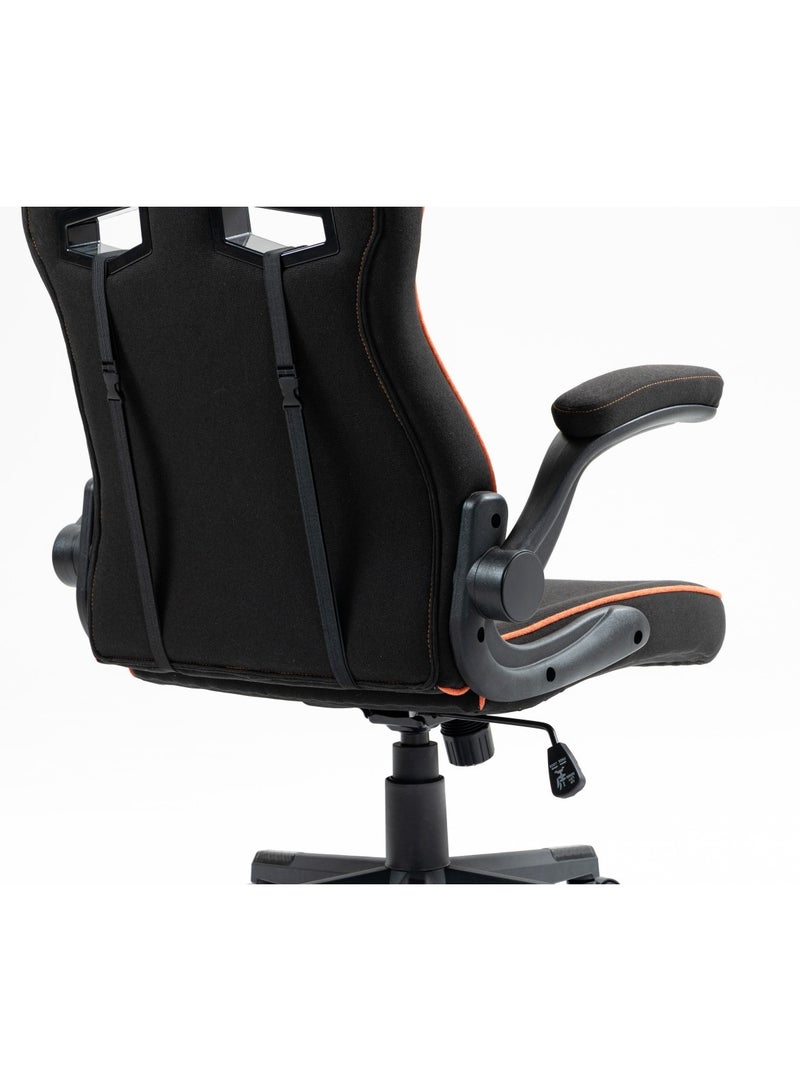Gaming Chair with Fabric Covered Cushion and Class3 100mm Gas Lift / Breathable Fabric /Adjustable Armrest / Lumbar Pillow / Comfortable & Durable / Ergonomic Gaming Chair - Black