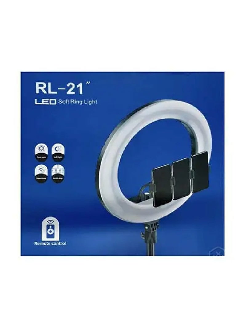 RL 21 LED Soft Ring Light with 3 Mobile Phone Holder 3 Mode Light With Ring Light Tripod Stand