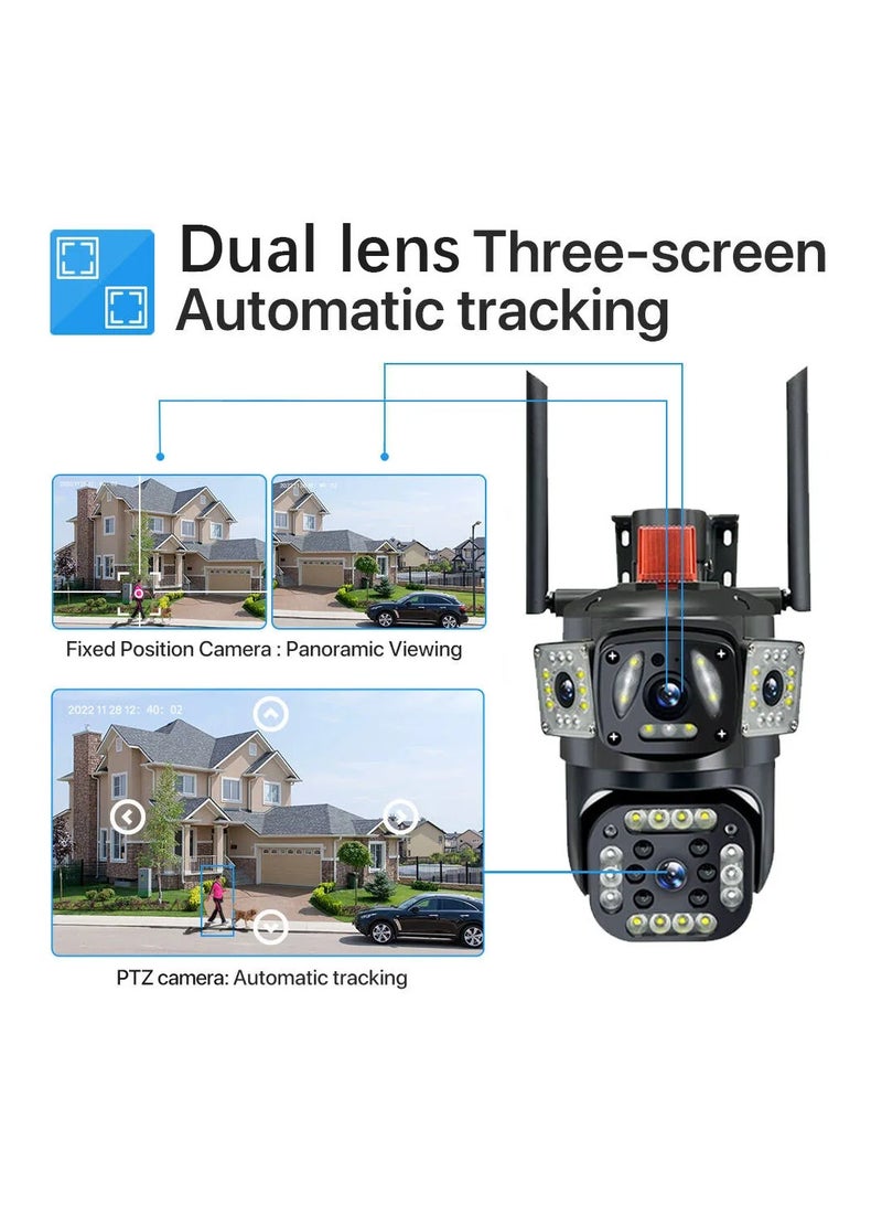 4G Surveillance Camera Three Screens 4 Million Pixels V380pro Gun Ball Linkage Binocular