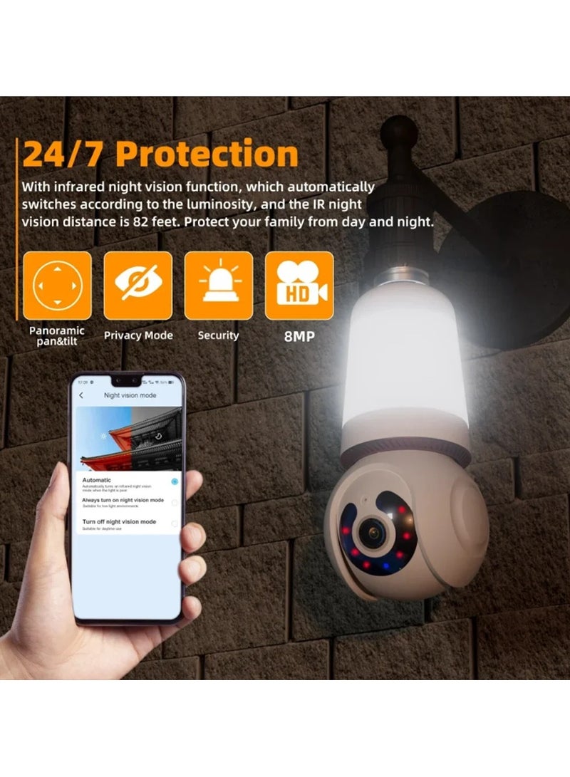 Bulb Camera V380PRO Lighting E27 HD 360 Degree WiFi Remote Bulb Type Surveillance Camera