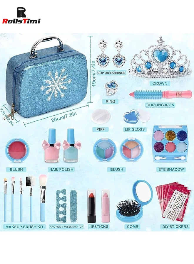 Kids Washable Makeup Toys Girls - Frozen Real Cosmetic Toy Little Girl , Toddler & Non-Toxic Makeup Set