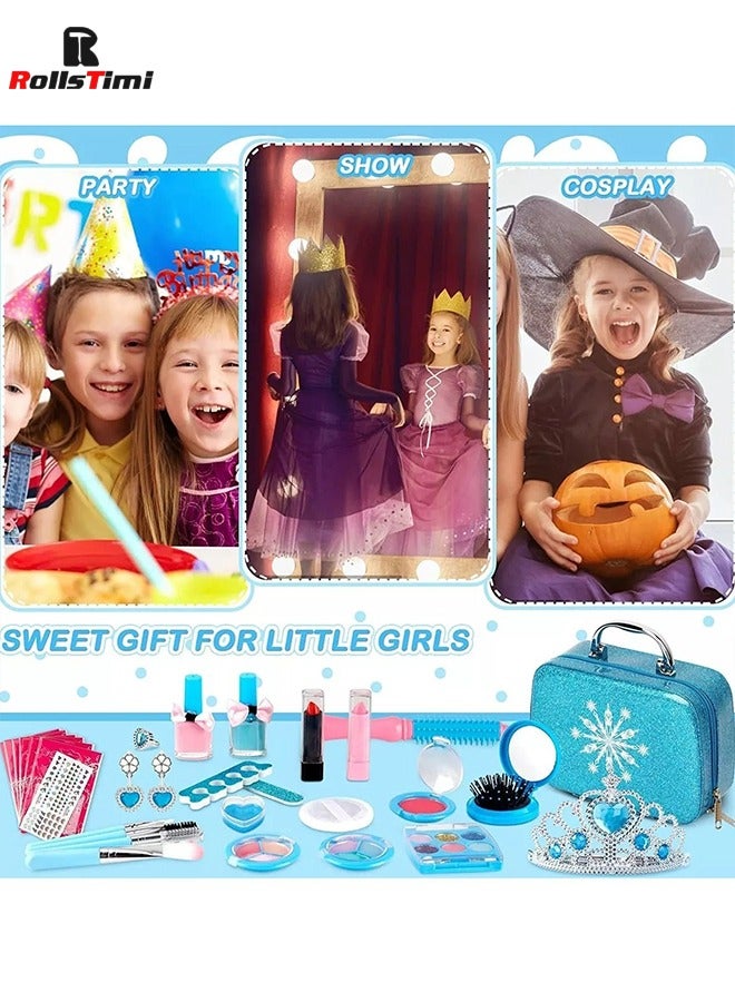 Kids Washable Makeup Toys Girls - Frozen Real Cosmetic Toy Little Girl , Toddler & Non-Toxic Makeup Set