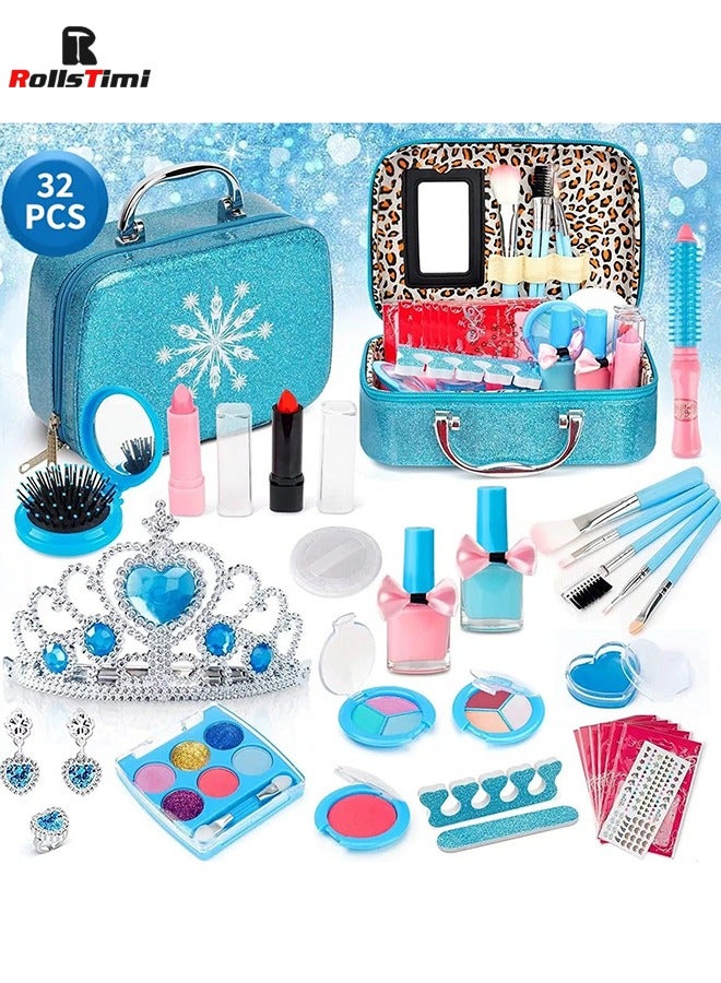 Kids Washable Makeup Toys Girls - Frozen Real Cosmetic Toy Little Girl , Toddler & Non-Toxic Makeup Set