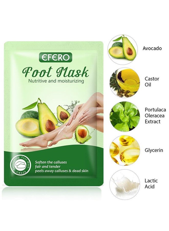 4 Pieces Foot Peeling and Exfoliating Mask, Dead Skin Removing Sock - Rose, Avocado, Orange, Peach