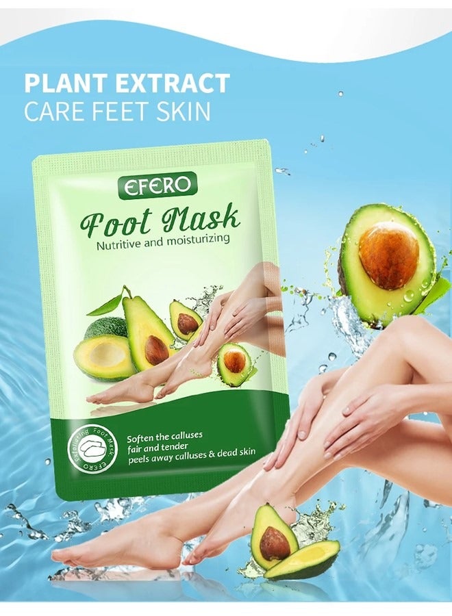 4 Pieces Foot Peeling and Exfoliating Mask, Dead Skin Removing Sock - Rose, Avocado, Orange, Peach