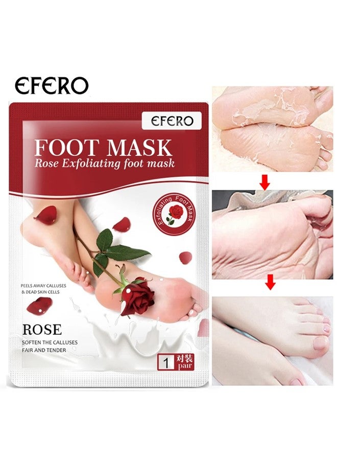 4 Pieces Foot Peeling and Exfoliating Mask, Dead Skin Removing Sock - Rose, Avocado, Orange, Peach