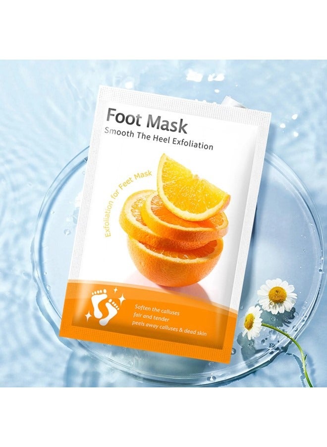 4 Pieces Foot Peeling and Exfoliating Mask, Dead Skin Removing Sock - Rose, Avocado, Orange, Peach