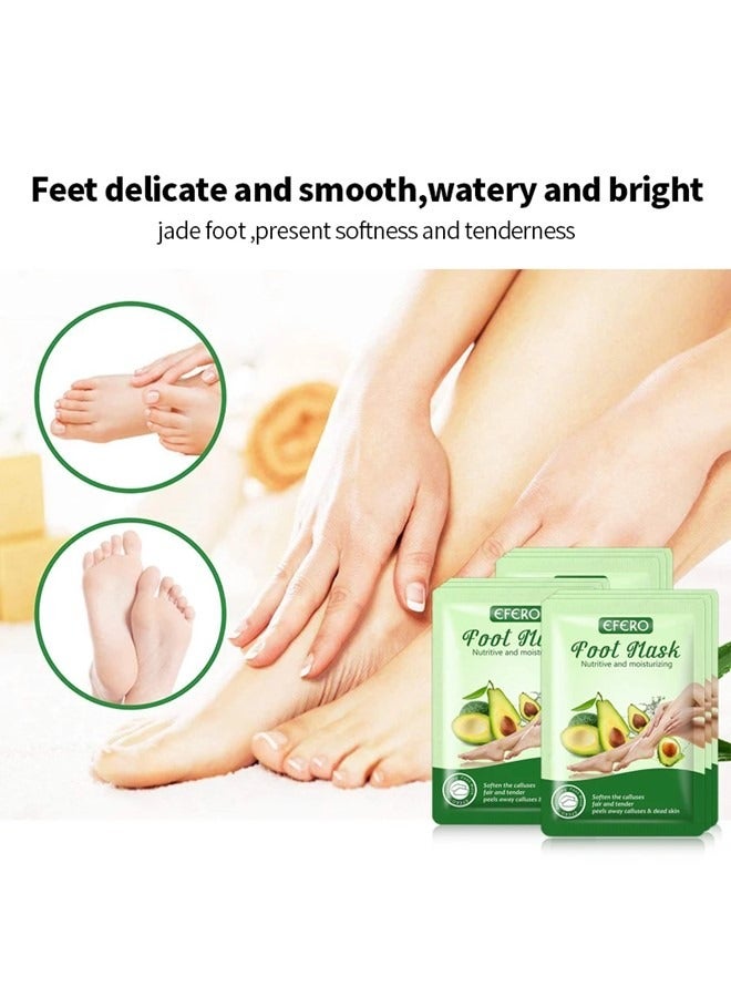 4 Pieces Foot Peeling and Exfoliating Mask, Dead Skin Removing Sock - Rose, Avocado, Orange, Peach