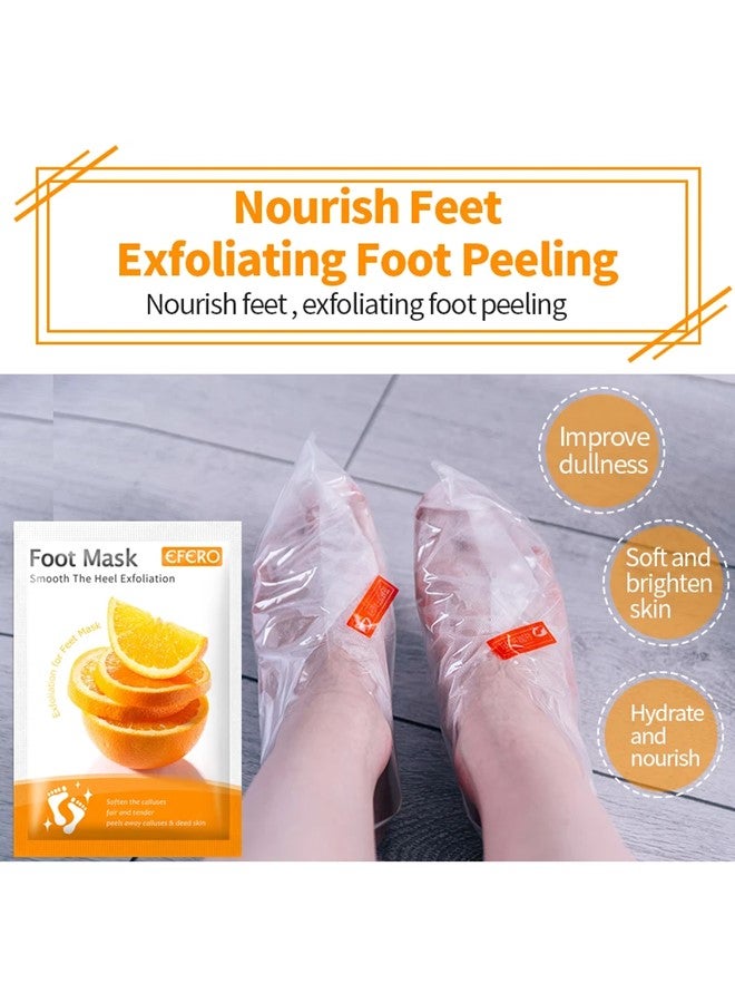 4 Pieces Foot Peeling and Exfoliating Mask, Dead Skin Removing Sock - Rose, Avocado, Orange, Peach