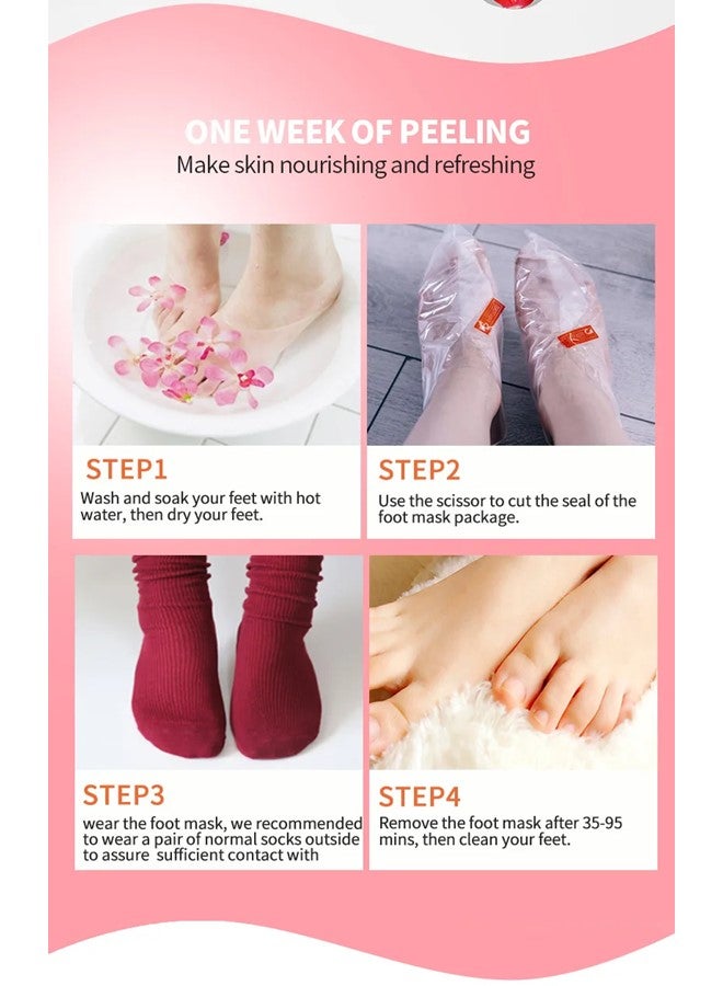 4 Pieces Foot Peeling and Exfoliating Mask, Dead Skin Removing Sock - Rose, Avocado, Orange, Peach