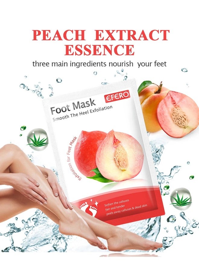 4 Pieces Foot Peeling and Exfoliating Mask, Dead Skin Removing Sock - Rose, Avocado, Orange, Peach
