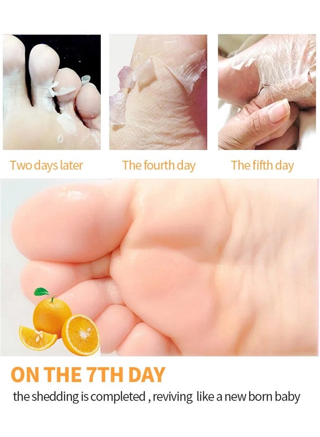 4 Pieces Foot Peeling and Exfoliating Mask, Dead Skin Removing Sock - Rose, Avocado, Orange, Peach