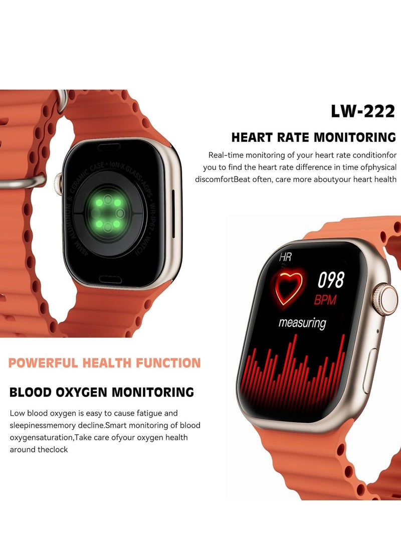 LW 222 Smart Watch Scientific Sleeping Tracking, 2-week battery life, Compatible with Android & iOS, 24/7 Health Management (Orange)