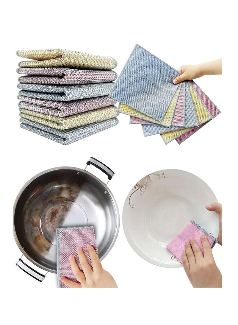 Multipurpose Wire Dishwashing Rags for Wet and Dry, 6Pcs Wire Dishwashing Rags, Reusable Wire Miracle Cleaning Cloths, Easy to Rinse, Suitable for Kitchen, Tableware, Sink, Counter