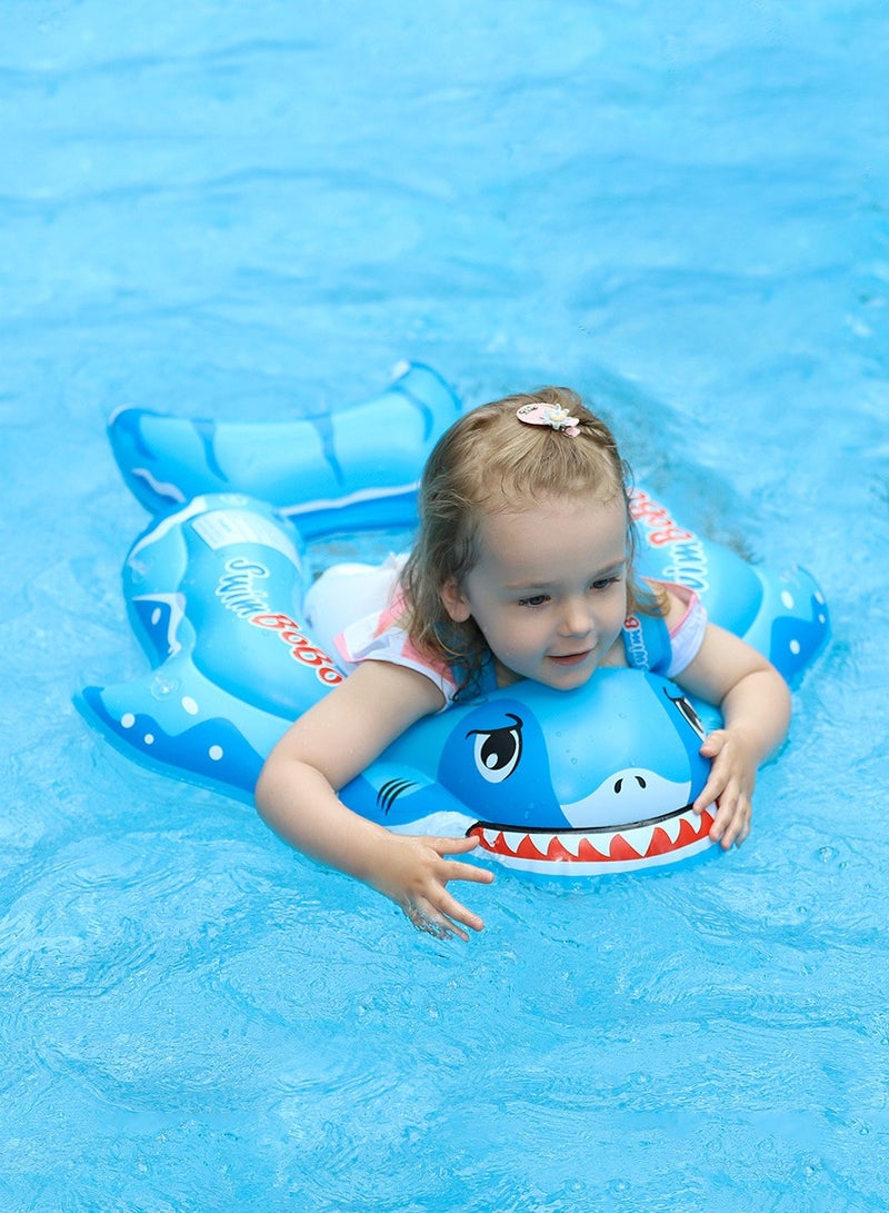 Inflatable Baby Swim Float with Sun Canopy Baby Inflatable Swimming Ring with Adjustable Sun Shade Baby Inflatable Swimming Floats Pool Float for Toddlers (Shark)