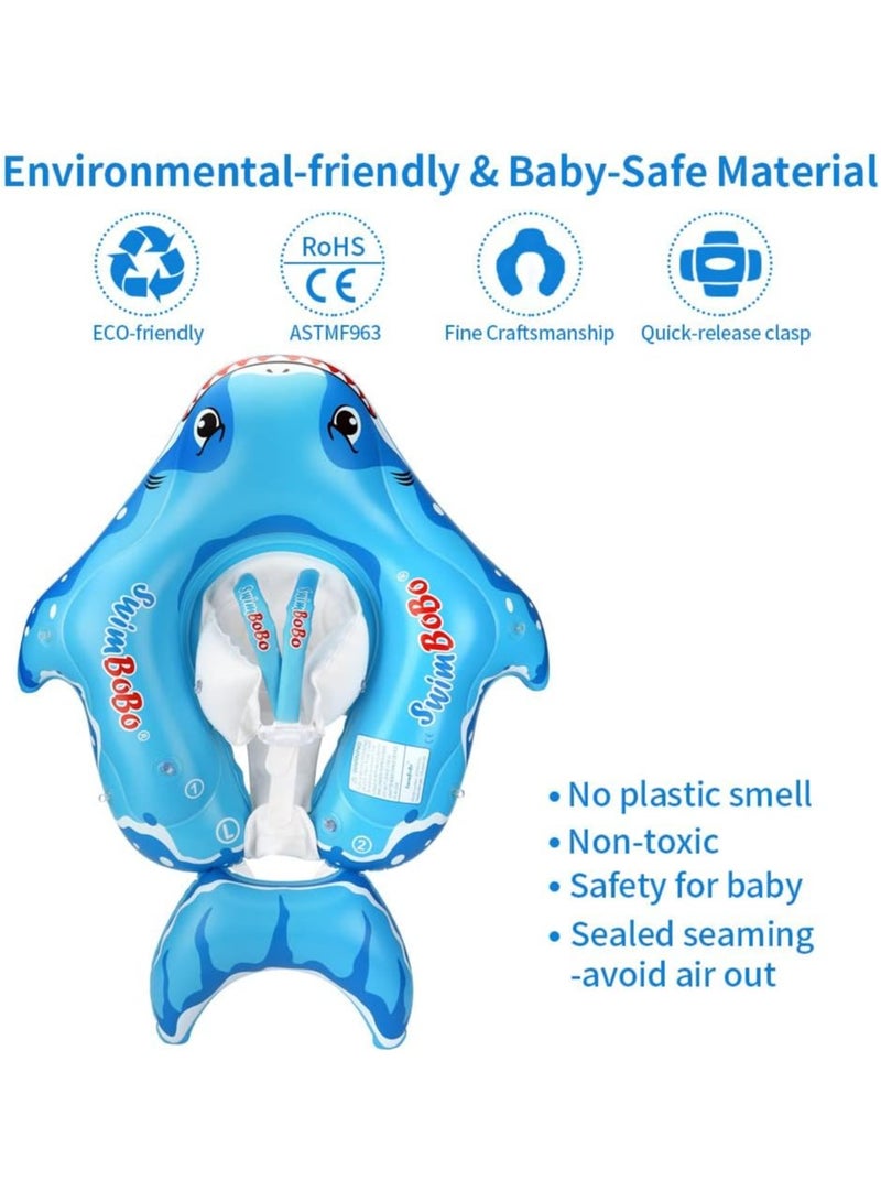 Inflatable Baby Swim Float with Sun Canopy Baby Inflatable Swimming Ring with Adjustable Sun Shade Baby Inflatable Swimming Floats Pool Float for Toddlers (Shark)