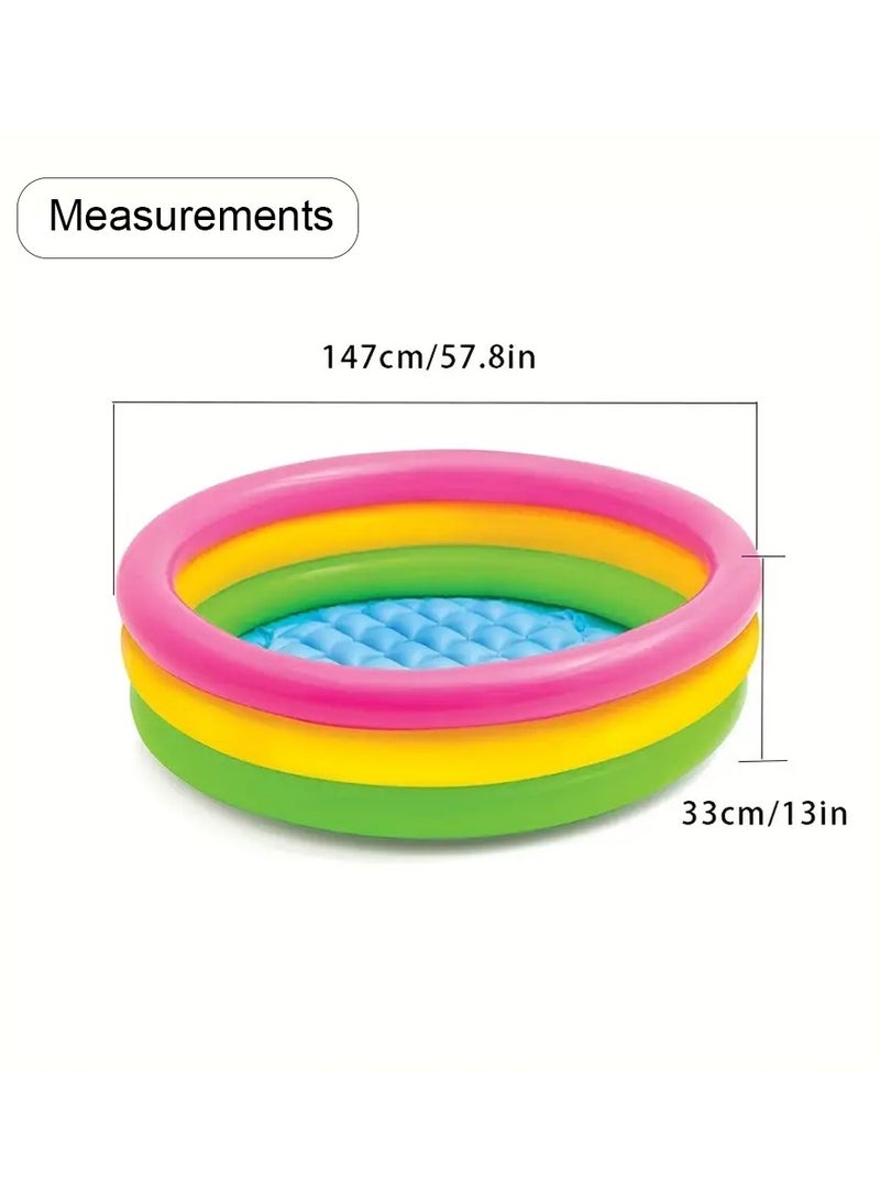 Round Inflatable Swimming Pool Kiddie Pool Blow Up Swimming Pool for Kids Toddler Bathing Tub Portable & Foldable (147x33 CM)