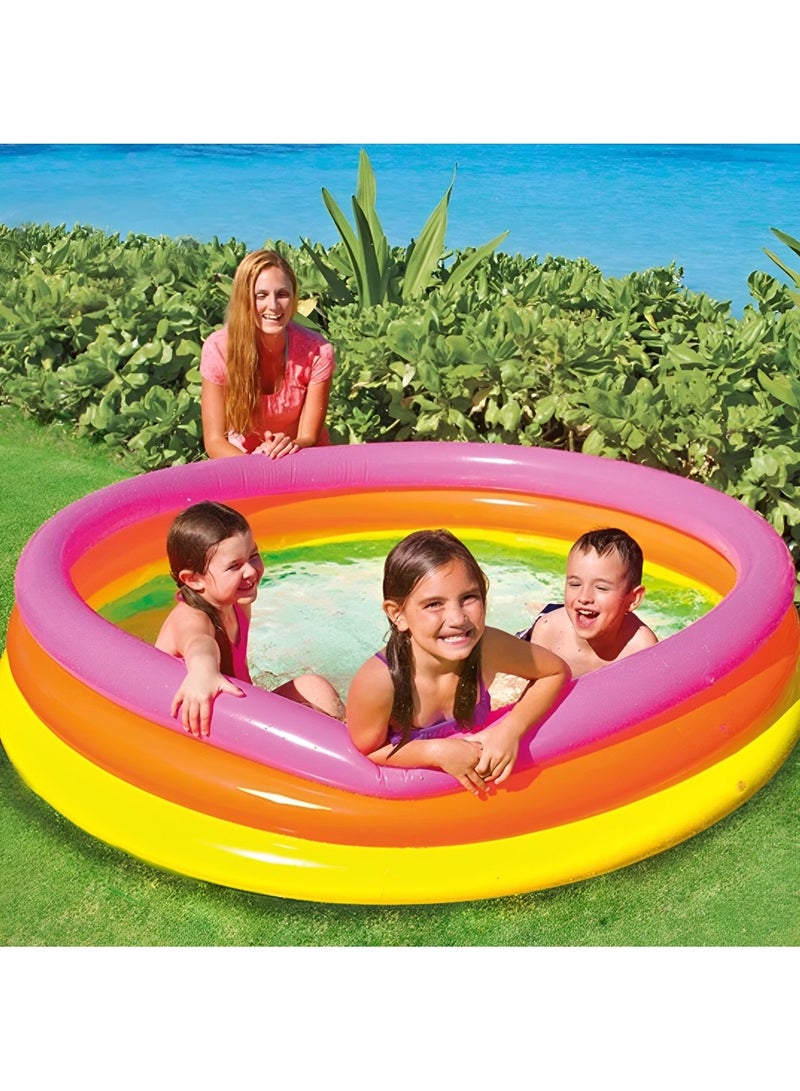 Round Inflatable Swimming Pool Kiddie Pool Blow Up Swimming Pool for Kids Toddler Bathing Tub Portable & Foldable (147x33 CM)