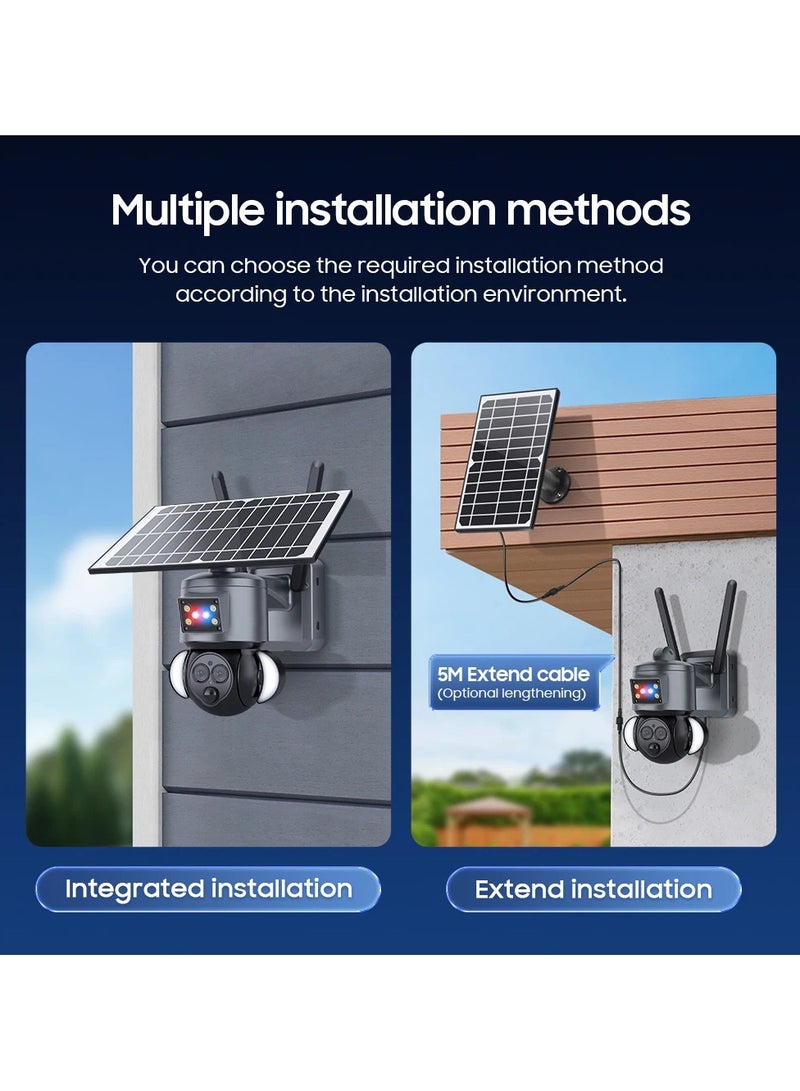 6MP 4K solar camera outdoor waterproof Security Protection Surveillance Tracking WIFI PTZ Dual Lens 12X ZOOM CCTV IP Cam