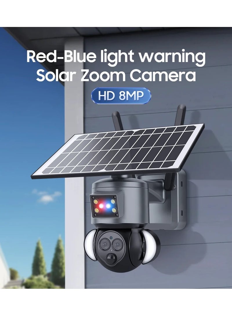 6MP 4K solar camera outdoor waterproof Security Protection Surveillance Tracking WIFI PTZ Dual Lens 12X ZOOM CCTV IP Cam