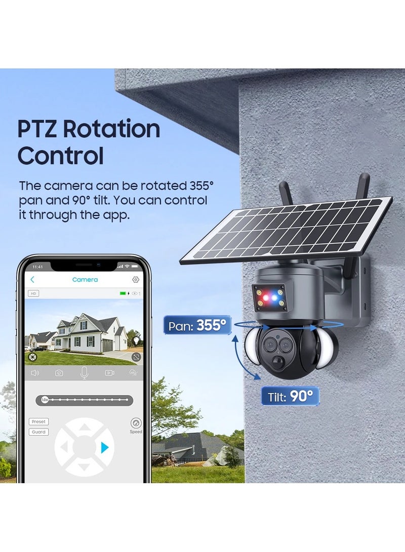 6MP 4K solar camera outdoor waterproof Security Protection Surveillance Tracking WIFI PTZ Dual Lens 12X ZOOM CCTV IP Cam