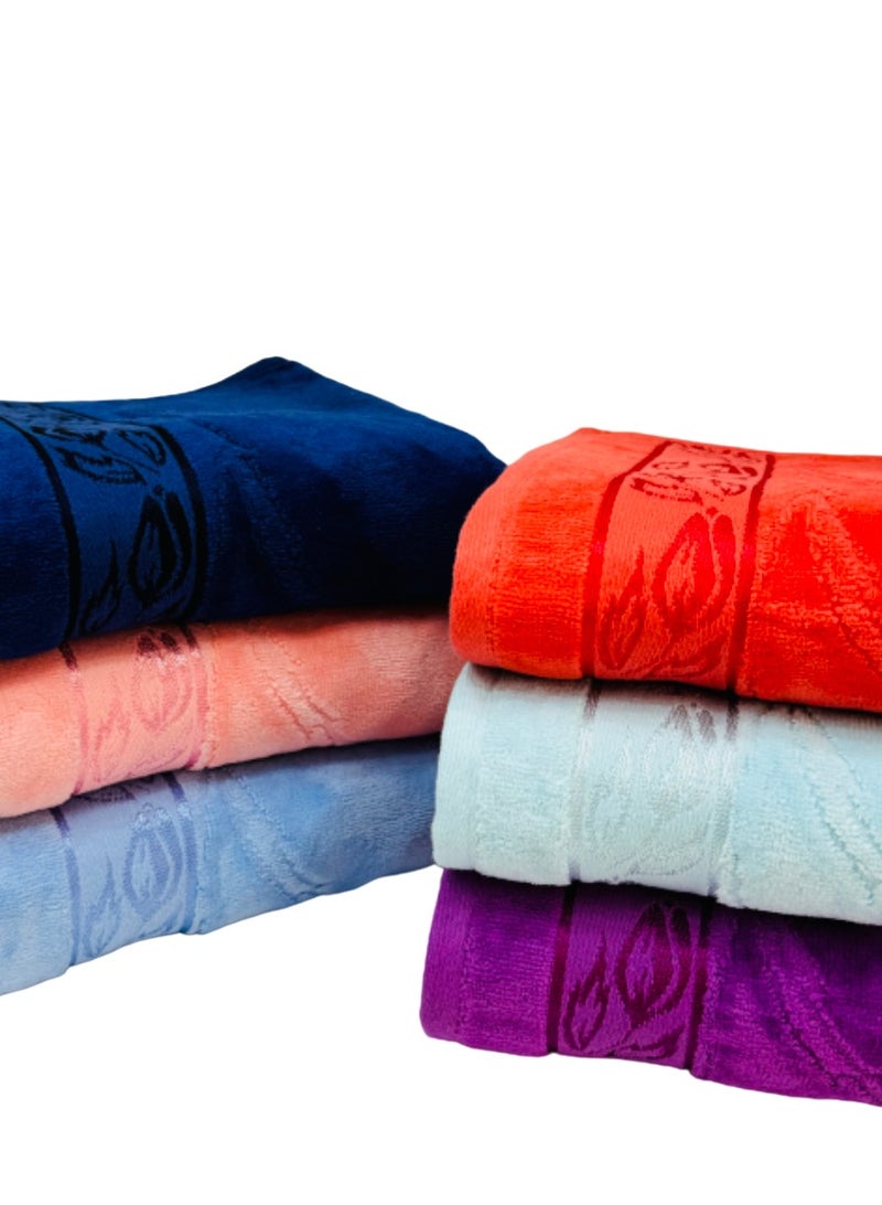 DIANELLA-Premium Jacquard 100% Cotton Hand Towels Multipurpose Use Towels with High Absorbency- Size 50*90 cm- 6 pieces