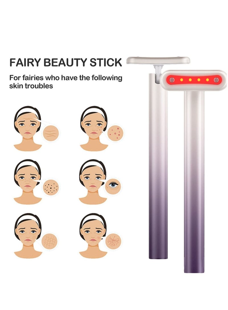 4 in 1 Facial Massager, Red Light Therapy for Face and Neck, Microcurrent Device Anti-Aging, Skin Tightening Machine, Reduce Wrinkles, Anti-Aging Tools(Purple)