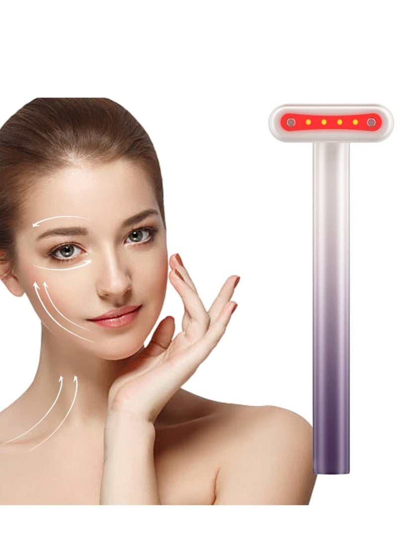 4 in 1 Facial Massager, Red Light Therapy for Face and Neck, Microcurrent Device Anti-Aging, Skin Tightening Machine, Reduce Wrinkles, Anti-Aging Tools(Purple)