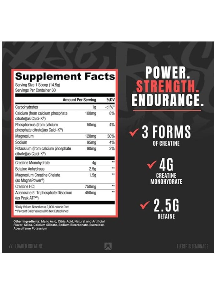 Creatine Loaded  Electric Lemonade Flavour 30 servings 435 g