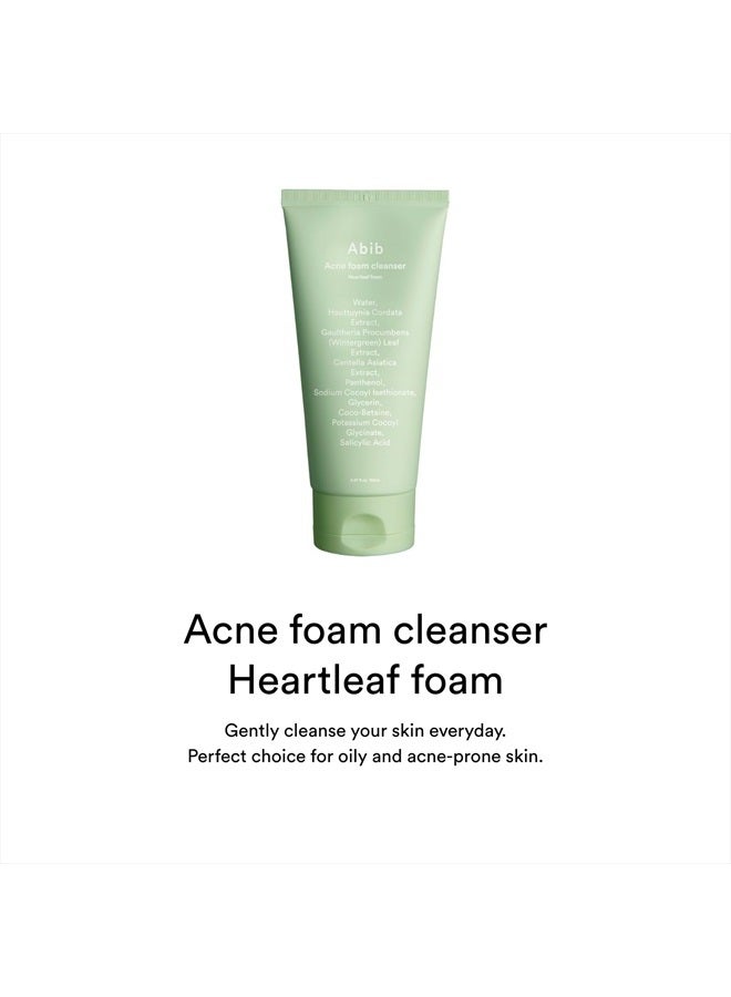 Acne Foam Cleanser Heartleaf Foam 5.07 fl oz / 150 ml I Hydrating Mild Acidic Daily Facial Cleanser, Panthenol B5 Soothing for Irritated Skin and Acne Pimple Care