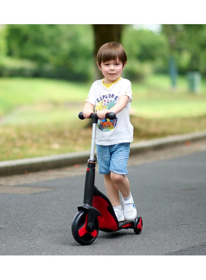3 In 1 Convertible Tricycle Balance Bike Kick Scooter For Kids Red