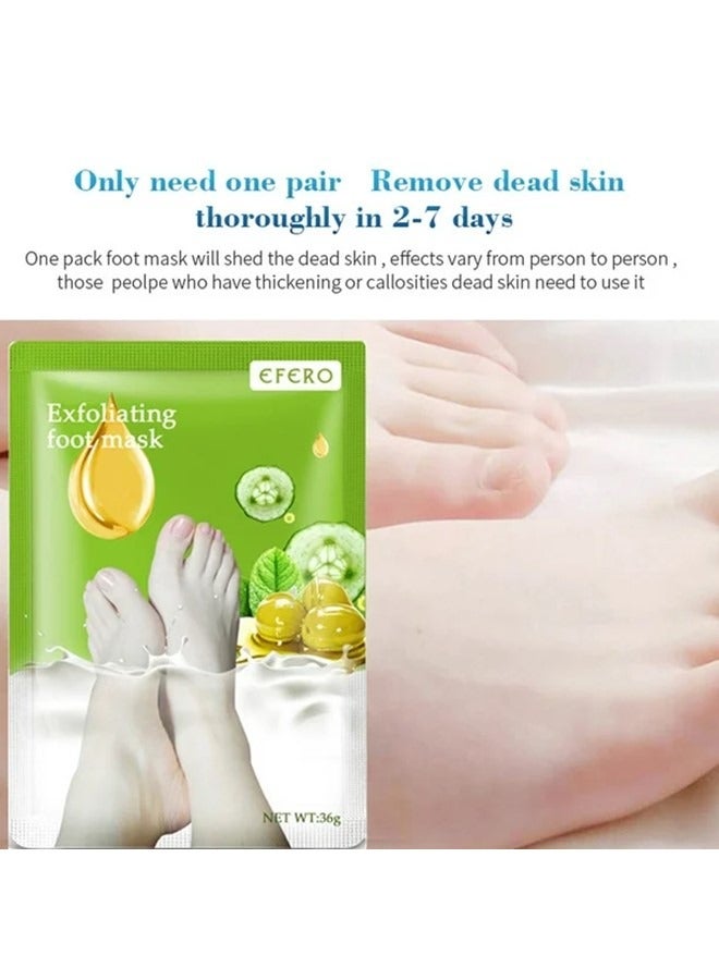 7 Pieces Foot Peeling and Exfoliating Mask, Dead Skin Removing Sock - Rose, Avocado, Orange, Peach, Lavender, Olive, Aloe Vera