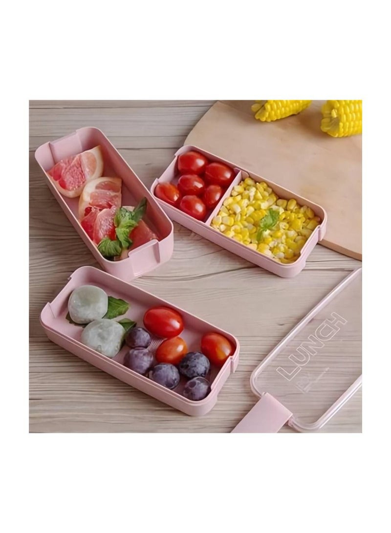 4 Multi-Compartment 3 Floors Snack Lunch  Box with Spoon Set For Boys Girls