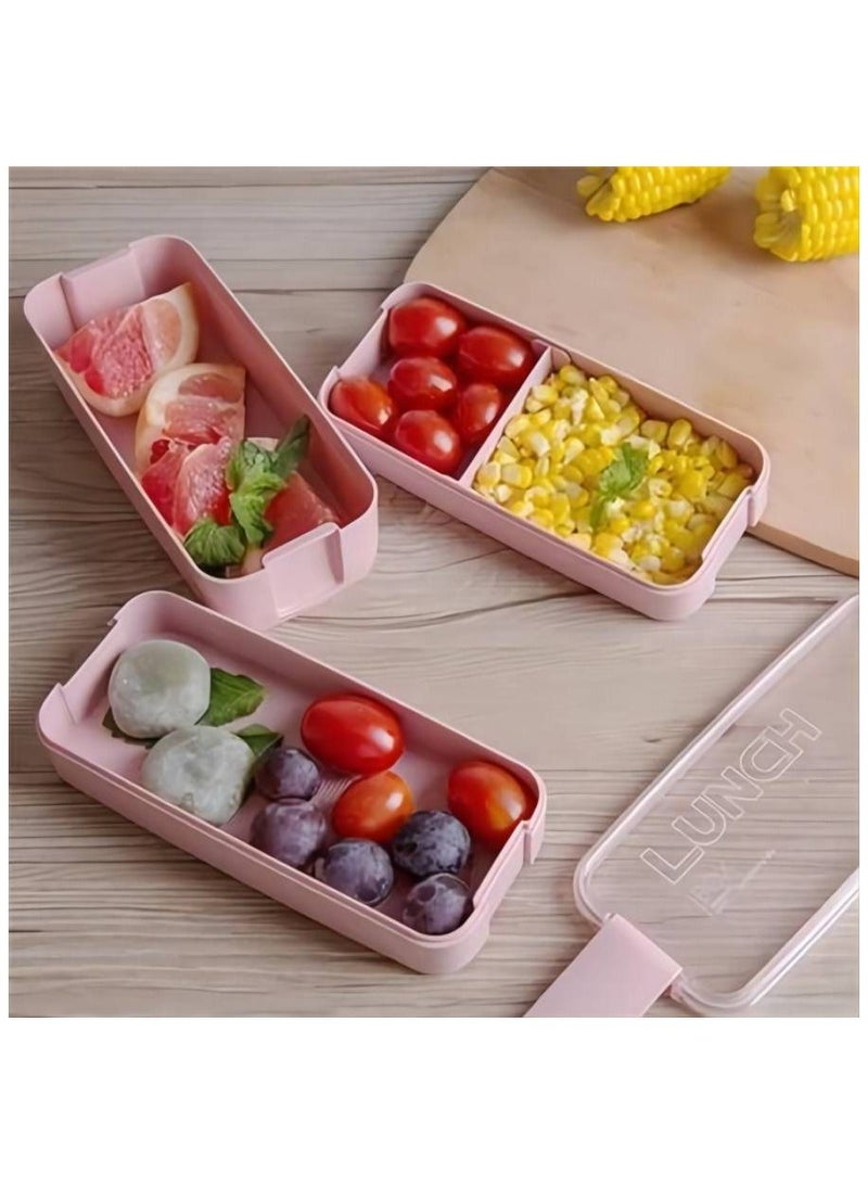 4 Multi-Compartment 3 Floors Snack Lunch  Box with Spoon Set For Boys Girls