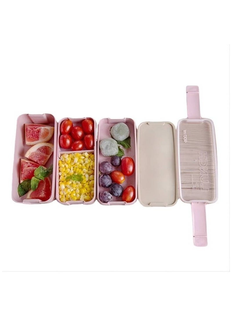 4 Multi-Compartment 3 Floors Snack Lunch  Box with Spoon Set For Boys Girls