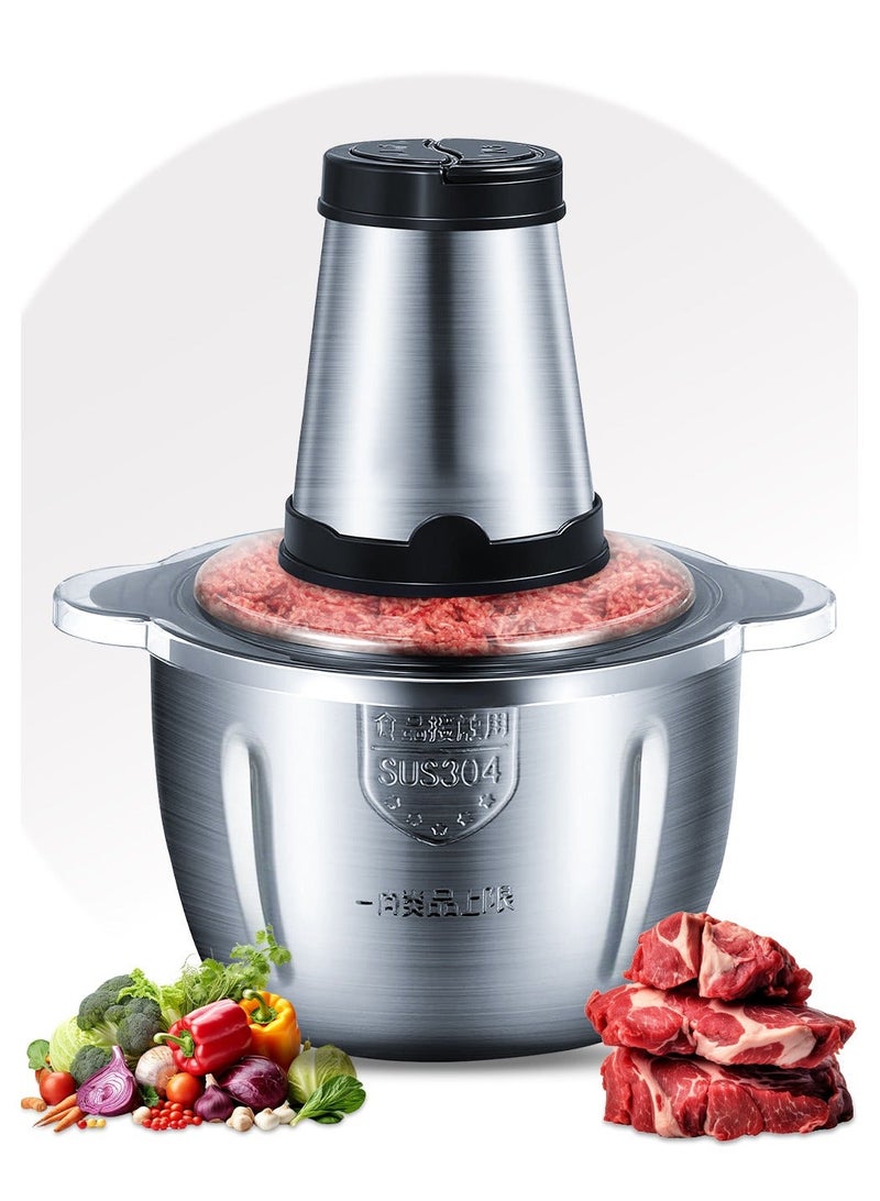 Meat Grinder, 2L Meat Chopper Electric Food Processors Stainless Steel Meat Grinder