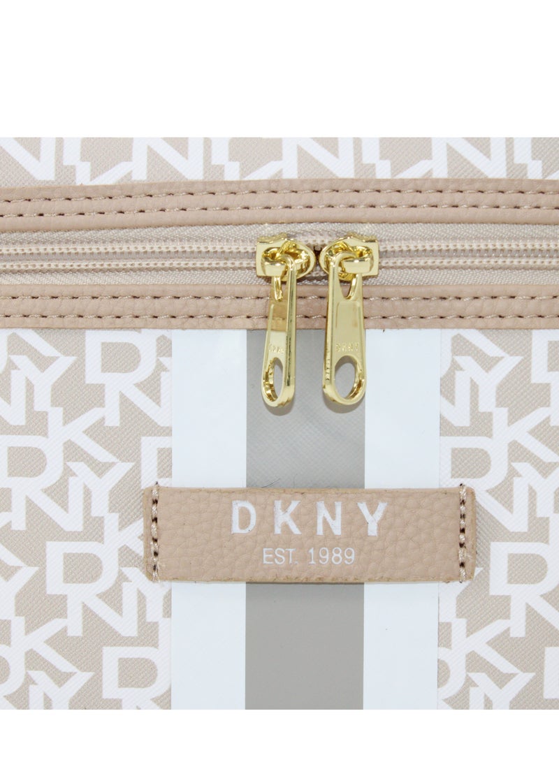 DKNY Signature Stripe Original Train Cosmetic Bag, Travel Make up Bag Small, Small Lightweight Cosmetic Bag Storage Bag, Small Makeup Bag, Travel Toiletry Bag