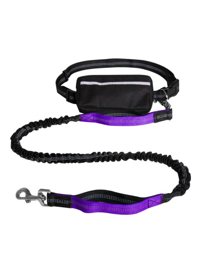 2-Piece Hands-Free Leash With Removable Zipper Pouch Black/Purple 25x8x8cm